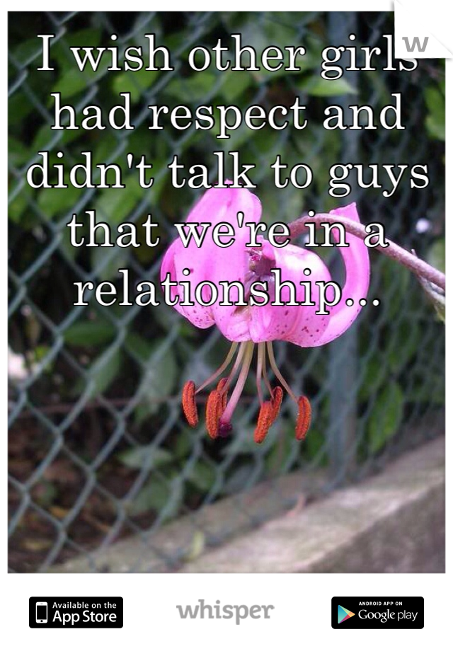 I wish other girls had respect and didn't talk to guys that we're in a relationship...