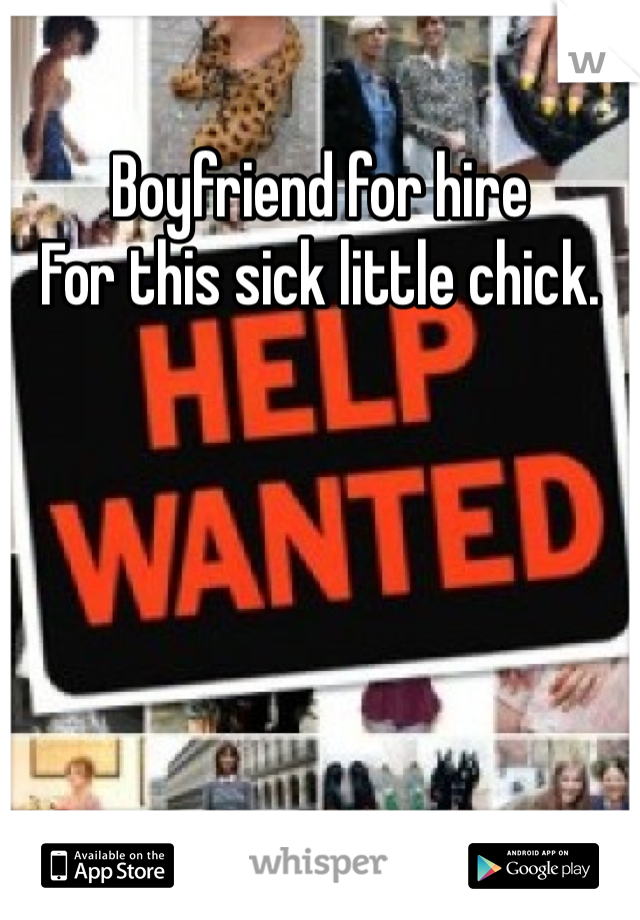 Boyfriend for hire
For this sick little chick.