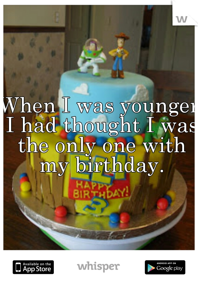 When I was younger I had thought I was the only one with my birthday.