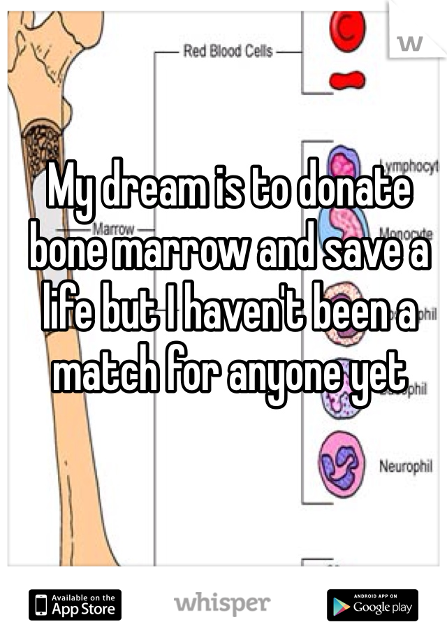 My dream is to donate bone marrow and save a life but I haven't been a match for anyone yet