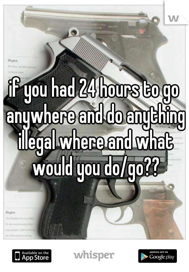 if you had 24 hours to go anywhere and do anything illegal where and what would you do/go??