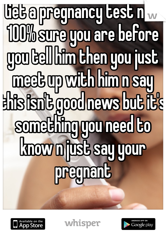 Get a pregnancy test n be 100% sure you are before you tell him then you just meet up with him n say this isn't good news but it's something you need to know n just say your pregnant 