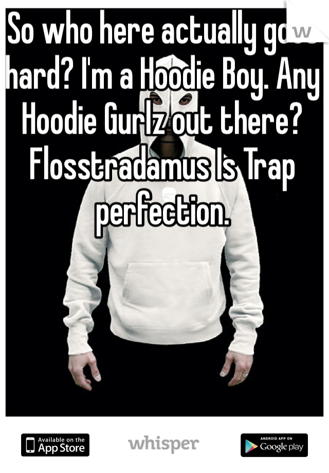 So who here actually goes hard? I'm a Hoodie Boy. Any Hoodie Gurlz out there? Flosstradamus Is Trap perfection.