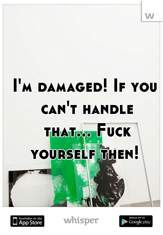 I'm damaged! If you can't handle that... Fuck yourself then! 