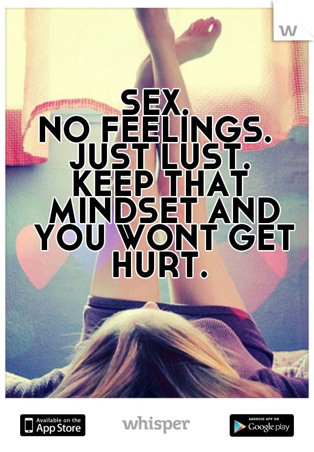 SEX. 
NO FEELINGS. 
JUST LUST.
KEEP THAT MINDSET AND YOU WONT GET HURT. 