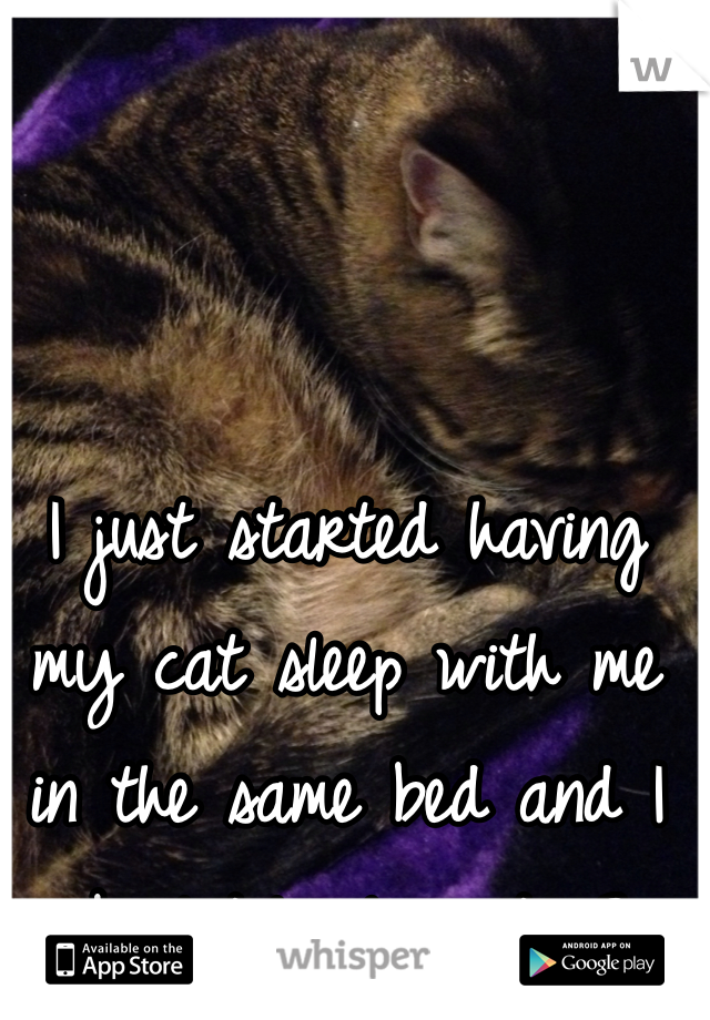 I just started having my cat sleep with me in the same bed and I absolutely love it <3