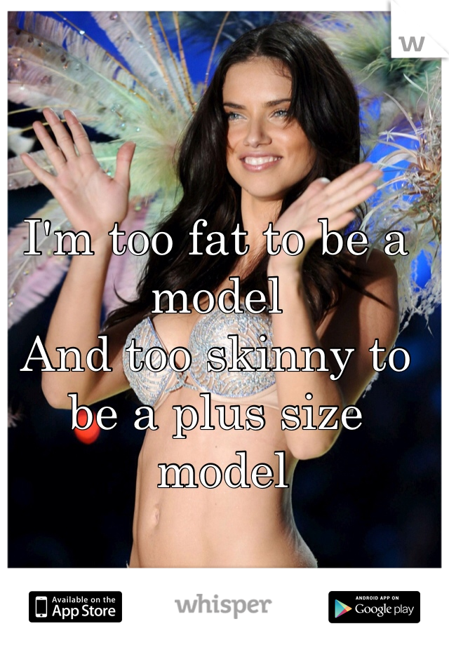 
I'm too fat to be a model
And too skinny to be a plus size
 model 

