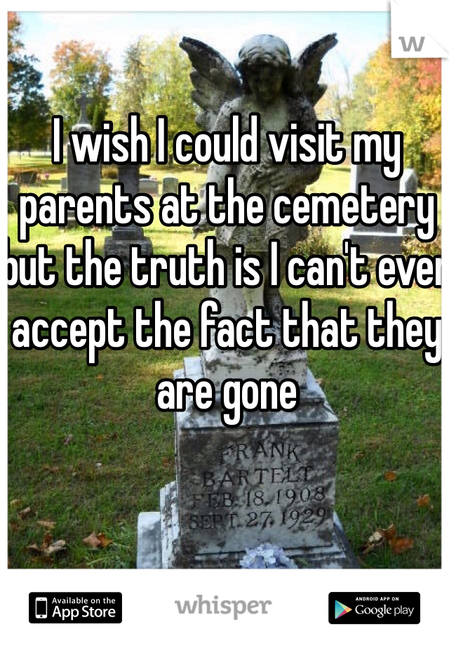I wish I could visit my parents at the cemetery but the truth is I can't even accept the fact that they are gone 