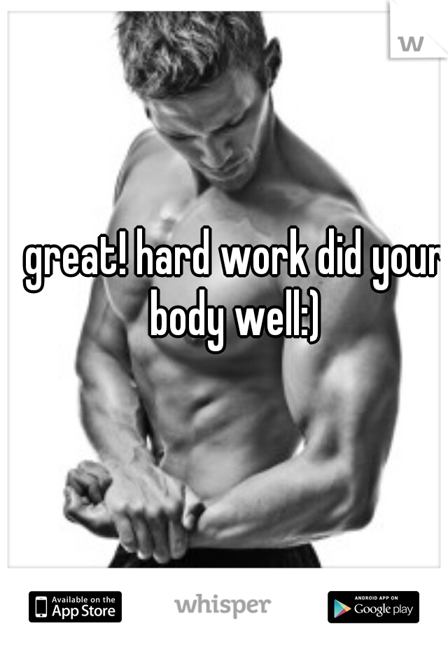great! hard work did your body well:) 