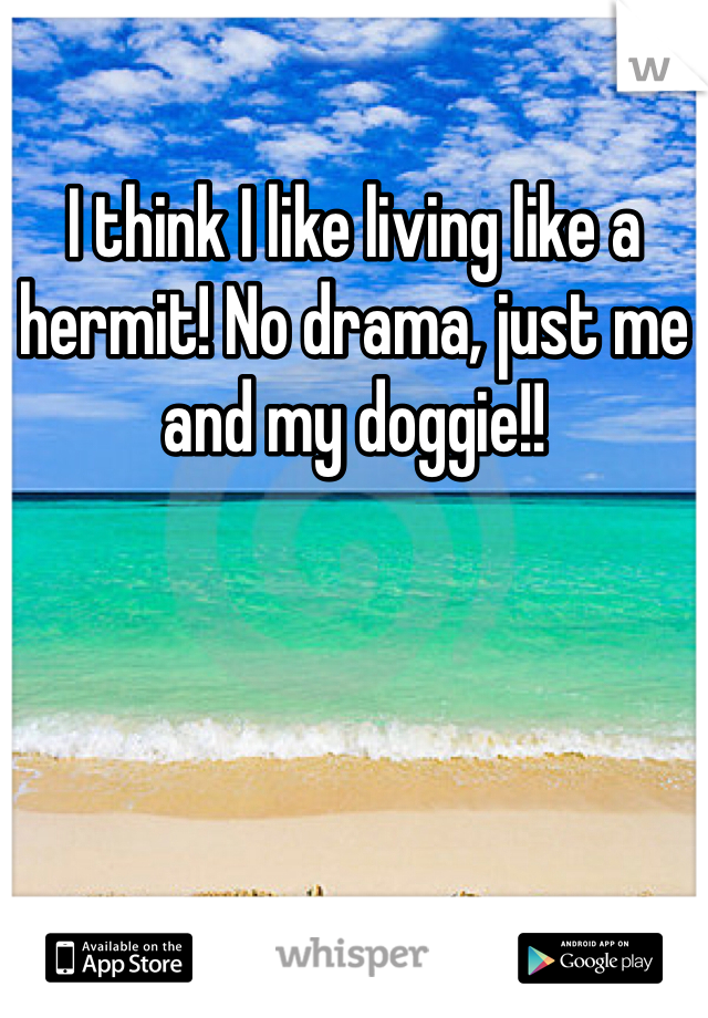 I think I like living like a hermit! No drama, just me and my doggie!!