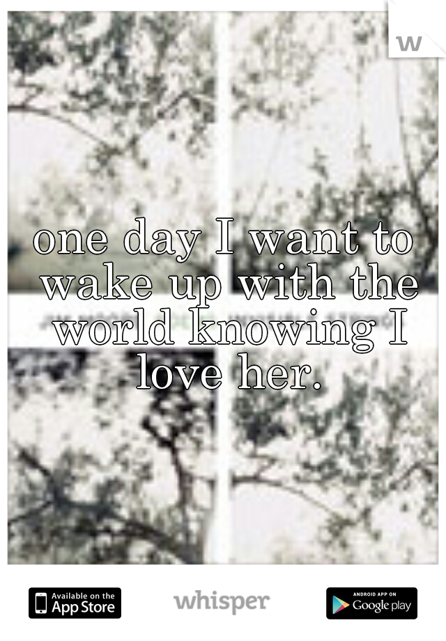 one day I want to wake up with the world knowing I love her.