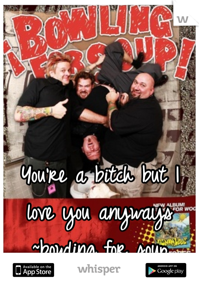 You're a bitch but I love you anyways ~bowling for soup 