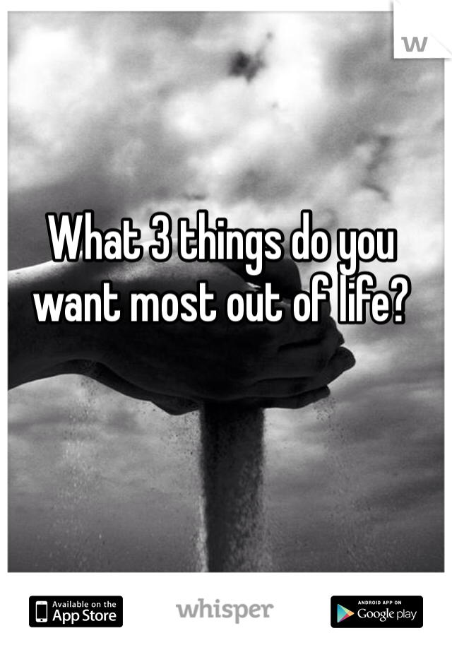 What 3 things do you want most out of life? 
