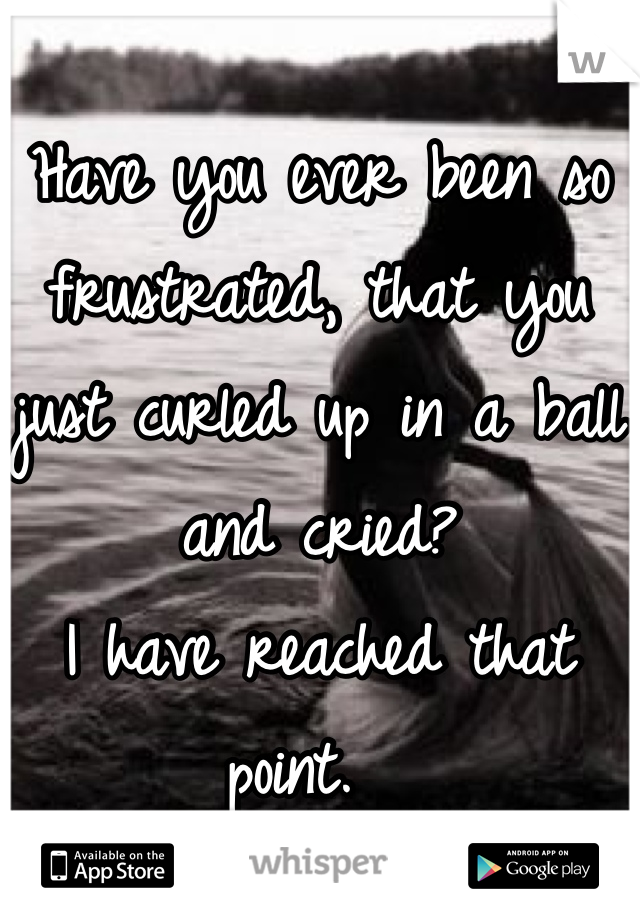 
Have you ever been so frustrated, that you just curled up in a ball and cried?
I have reached that point.  