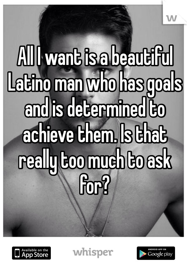 All I want is a beautiful Latino man who has goals and is determined to achieve them. Is that really too much to ask for?