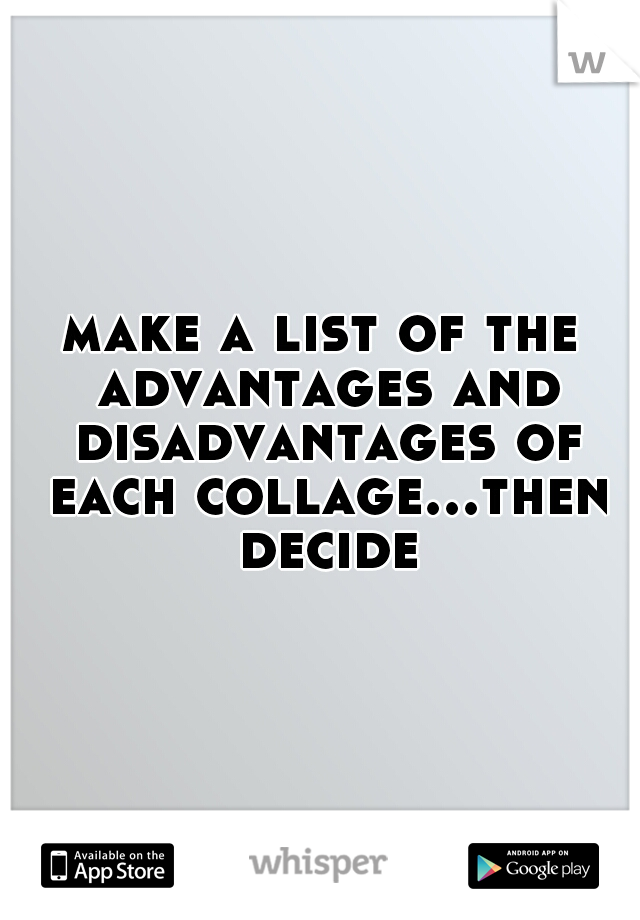 make a list of the advantages and disadvantages of each collage...then decide