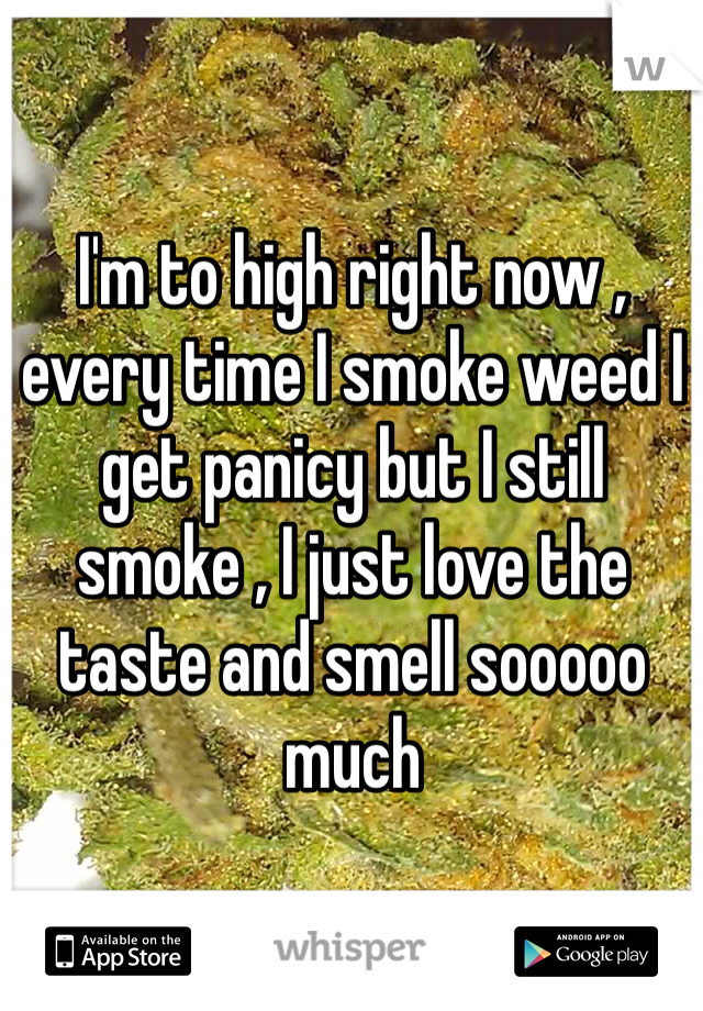 I'm to high right now , every time I smoke weed I get panicy but I still smoke , I just love the taste and smell sooooo much 