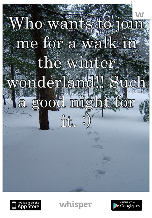 Who wants to join me for a walk in the winter wonderland!! Such a good night for it. :) 