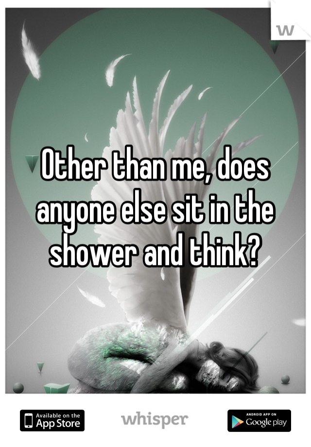 Other than me, does anyone else sit in the shower and think?