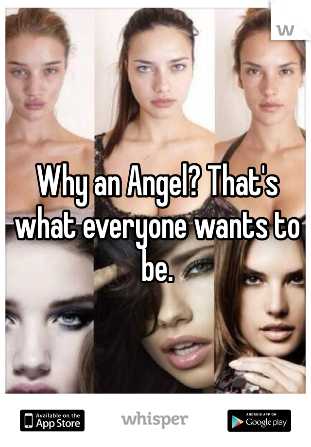 Why an Angel? That's what everyone wants to be.