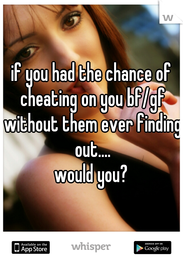 if you had the chance of cheating on you bf/gf without them ever finding out....
would you?