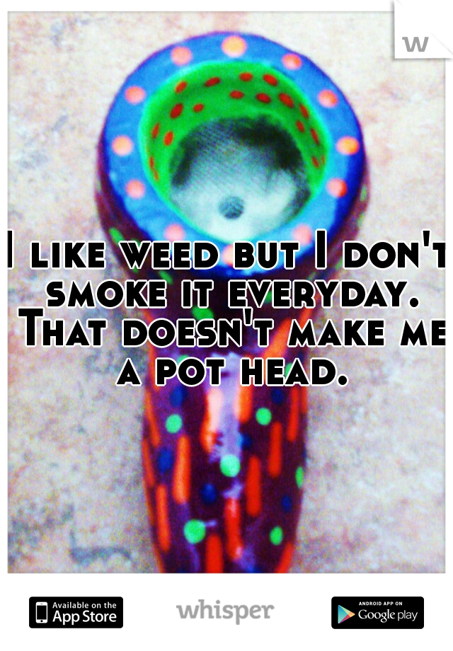 I like weed but I don't smoke it everyday. That doesn't make me a pot head.
