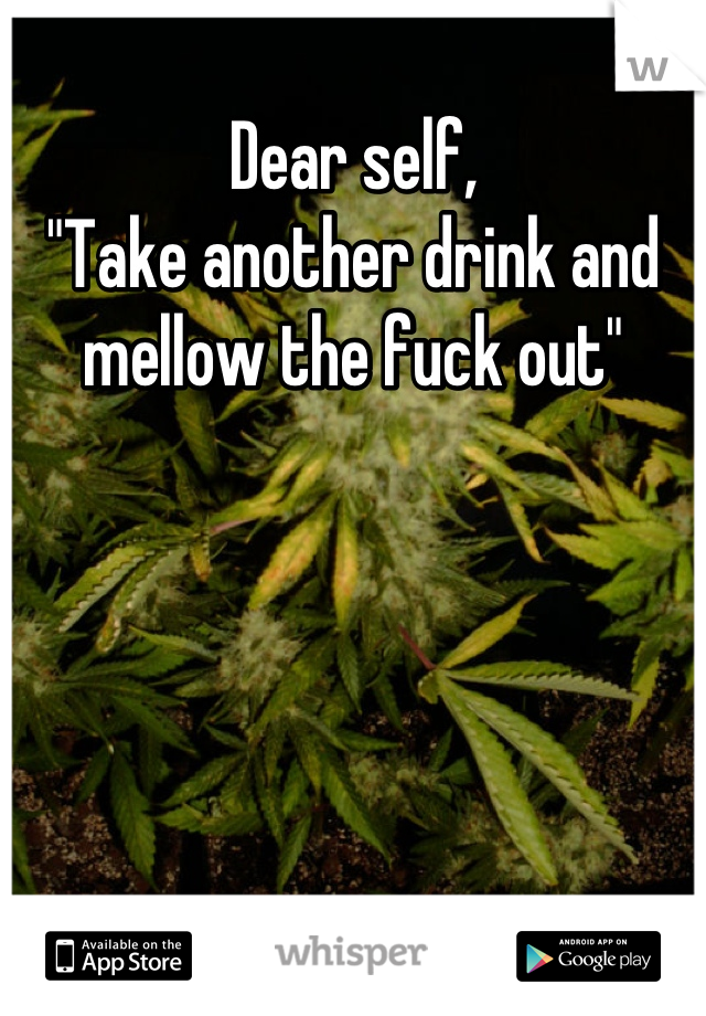 Dear self,
"Take another drink and mellow the fuck out"