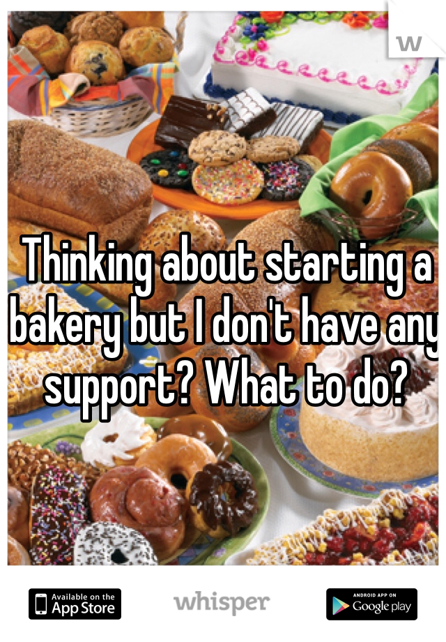 Thinking about starting a bakery but I don't have any support? What to do? 