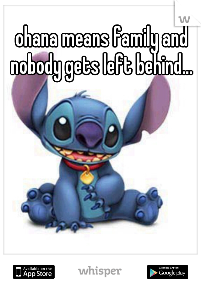ohana means family and nobody gets left behind... 