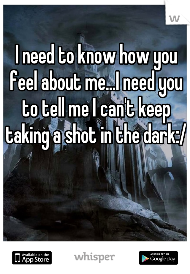 I need to know how you feel about me...I need you to tell me I can't keep taking a shot in the dark:/
