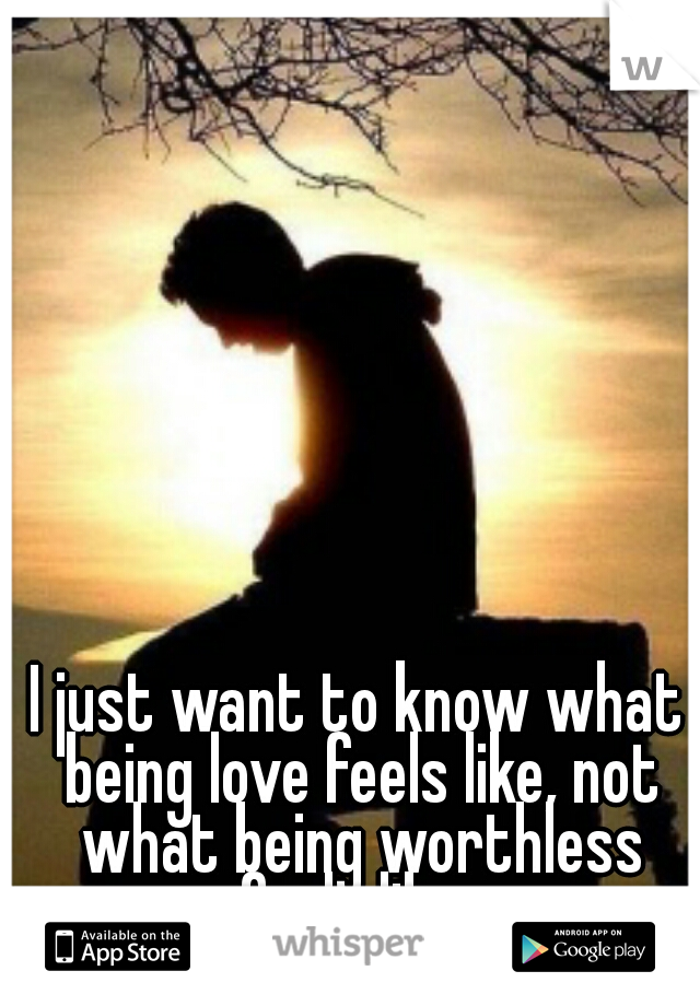 I just want to know what being love feels like, not what being worthless feels like. 