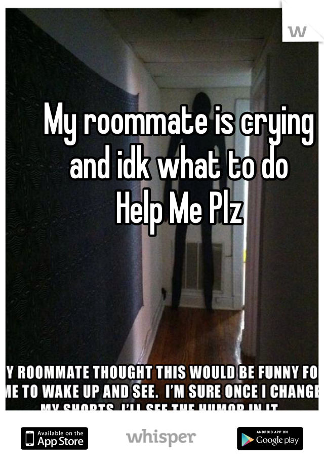 My roommate is crying and idk what to do 
Help Me Plz 
