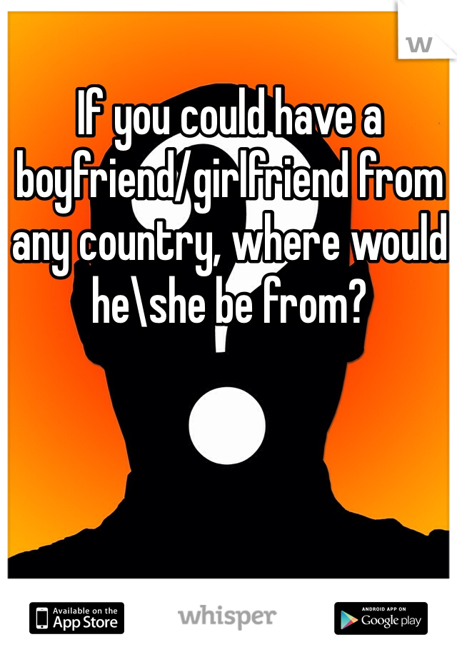 If you could have a boyfriend/girlfriend from any country, where would he\she be from? 