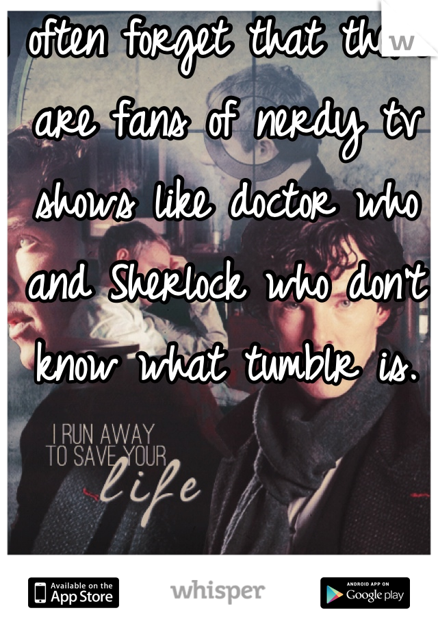 I often forget that there are fans of nerdy tv shows like doctor who and Sherlock who don't know what tumblr is.