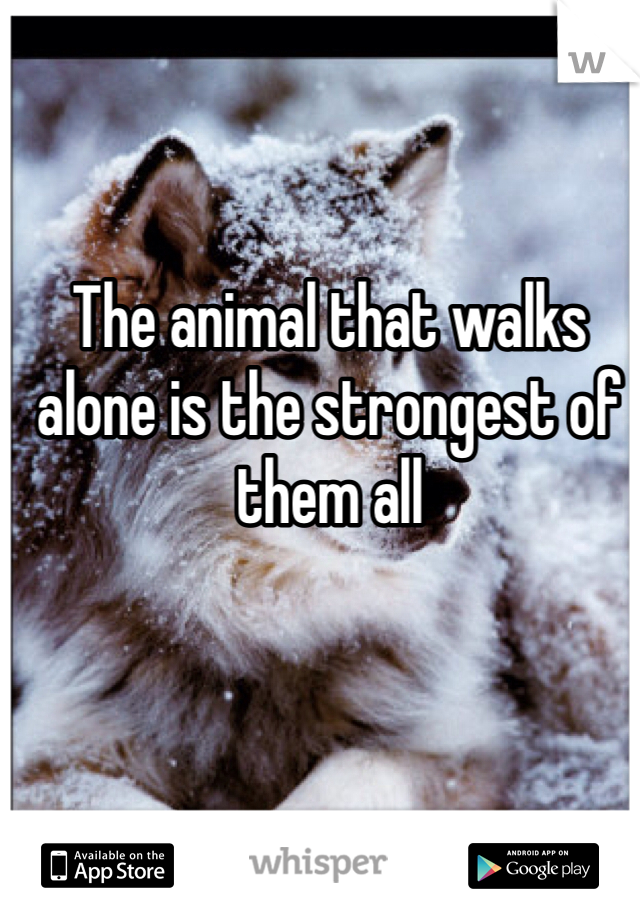 The animal that walks alone is the strongest of them all