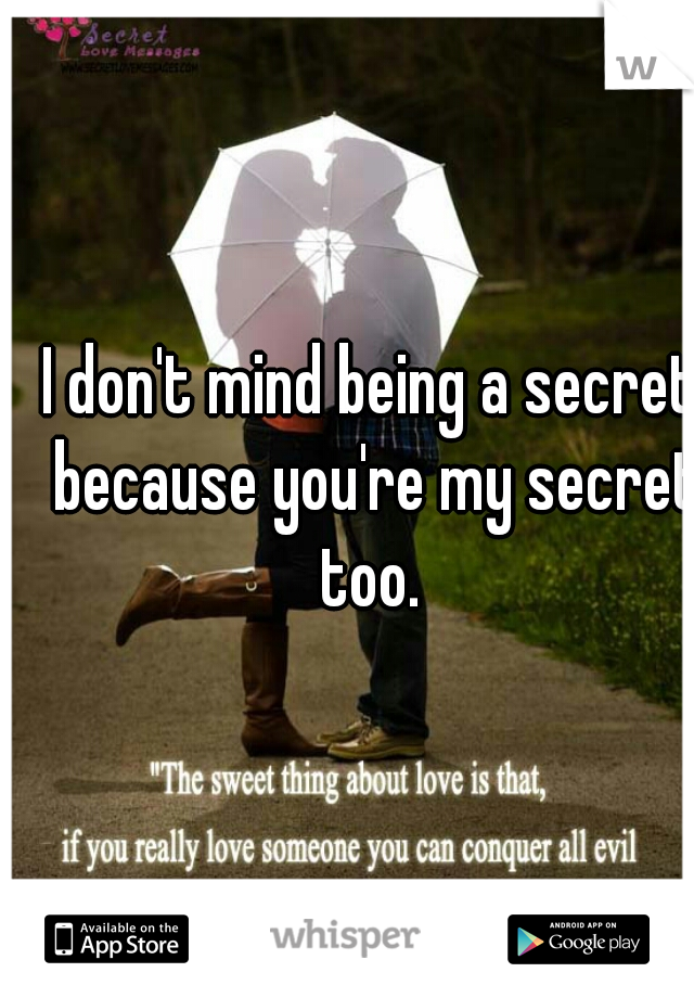 I don't mind being a secret because you're my secret too. 
