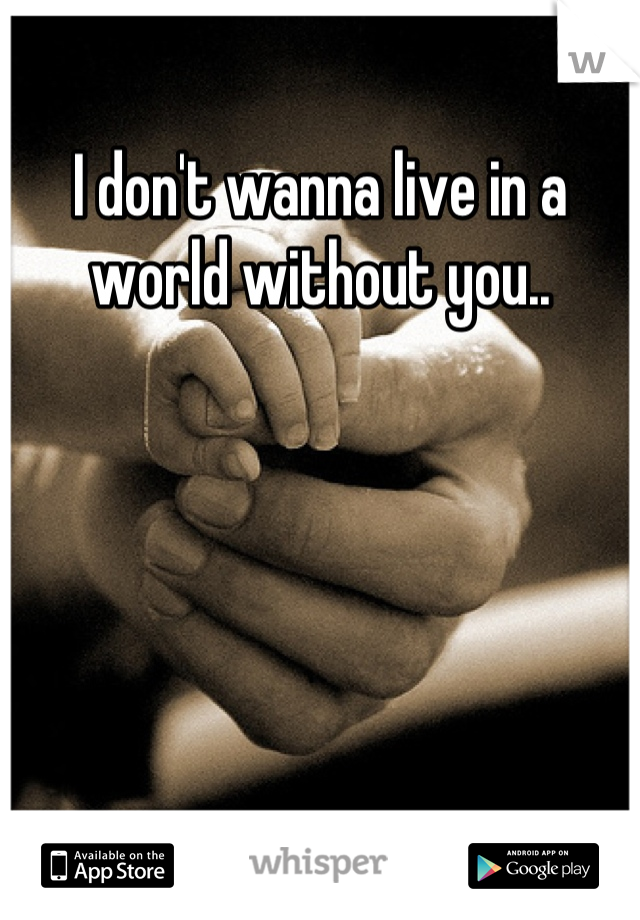 I don't wanna live in a world without you..