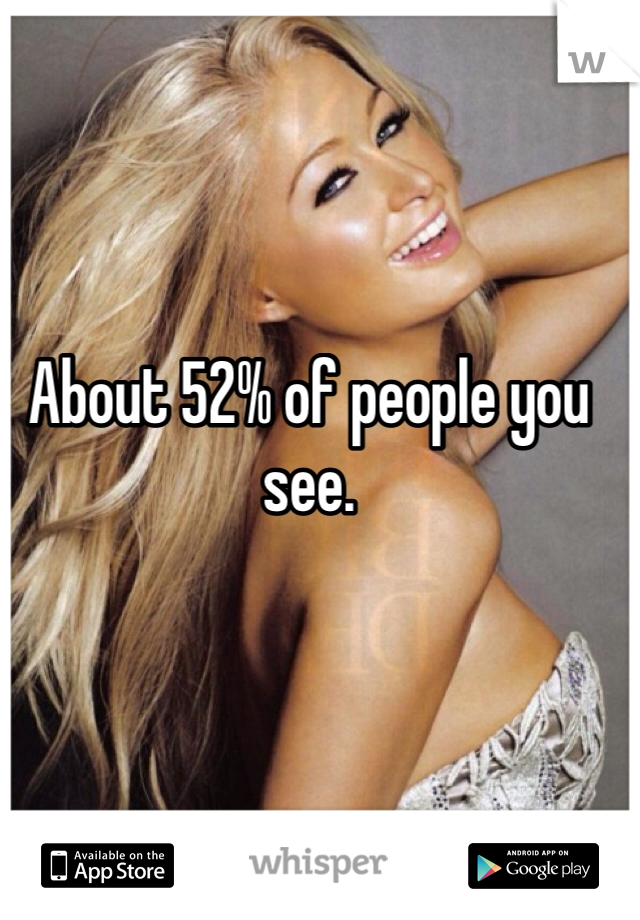 About 52% of people you see.