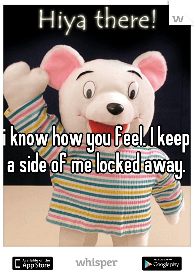 i know how you feel. I keep a side of me locked away. 