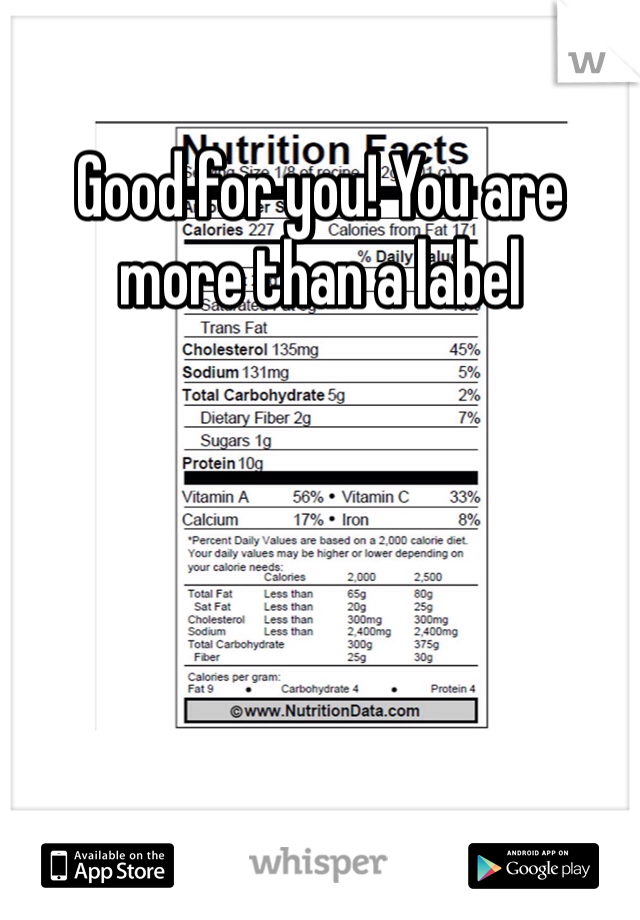 Good for you! You are more than a label 