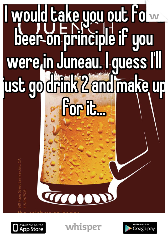 I would take you out for a beer on principle if you were in Juneau. I guess I'll just go drink 2 and make up for it...