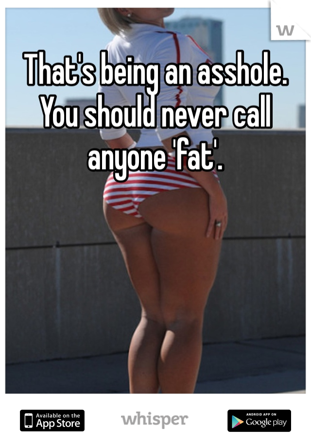 That's being an asshole. You should never call anyone 'fat'. 