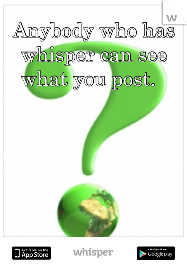 Anybody who has whisper can see what you post.  