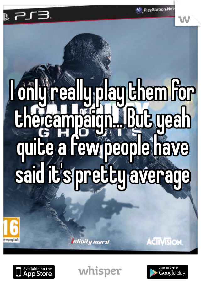 I only really play them for the campaign... But yeah quite a few people have said it's pretty average