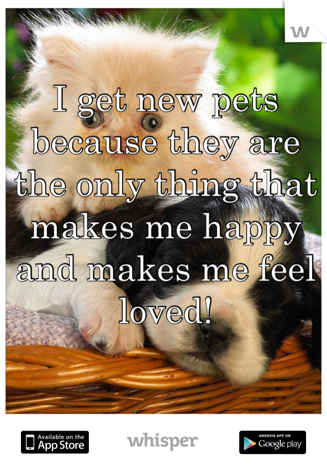 I get new pets because they are the only thing that makes me happy and makes me feel loved! 
