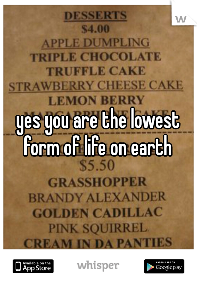 yes you are the lowest form of life on earth 
