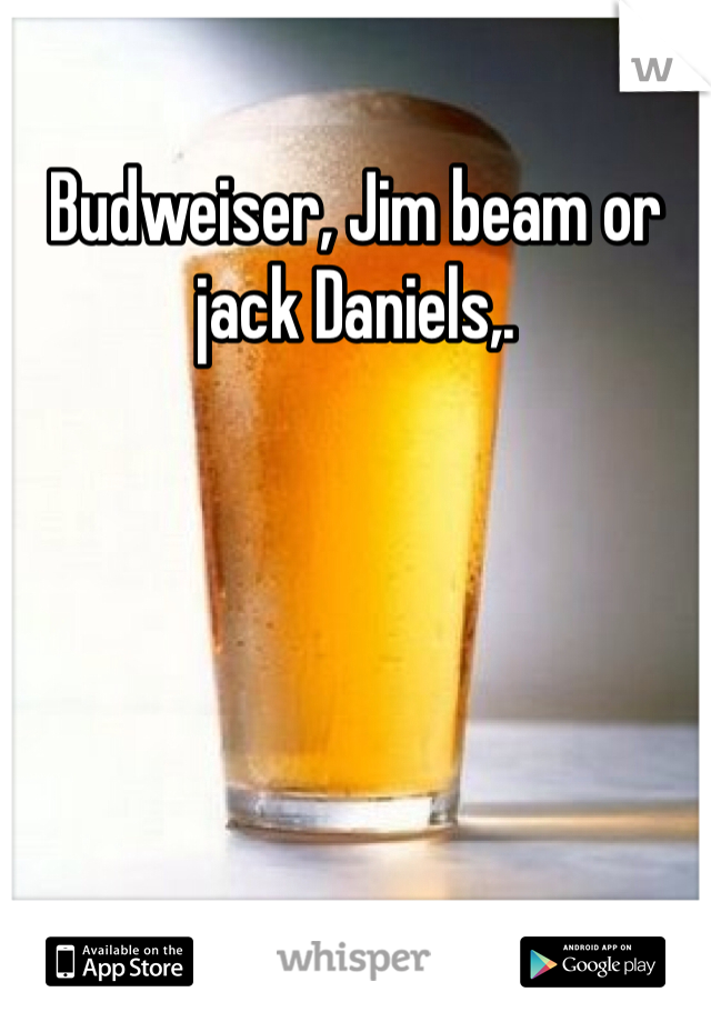 Budweiser, Jim beam or jack Daniels,.
