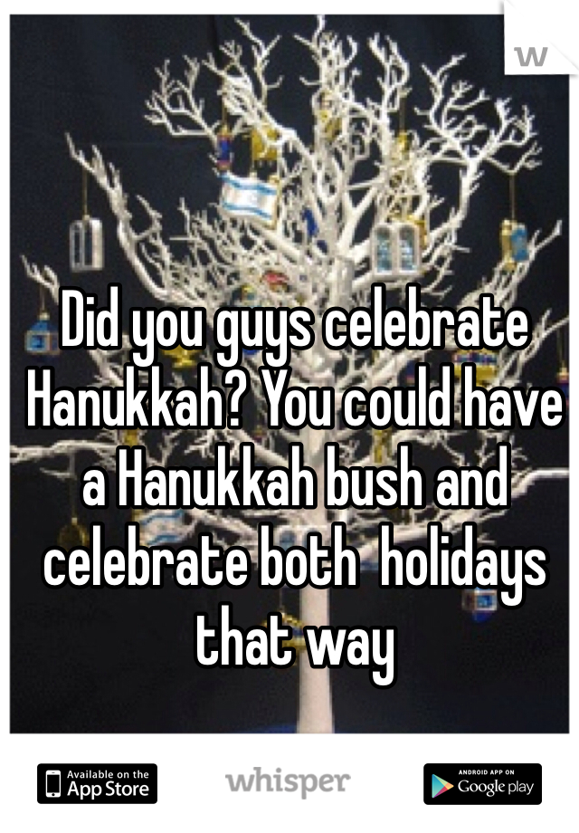 Did you guys celebrate Hanukkah? You could have a Hanukkah bush and celebrate both  holidays that way 