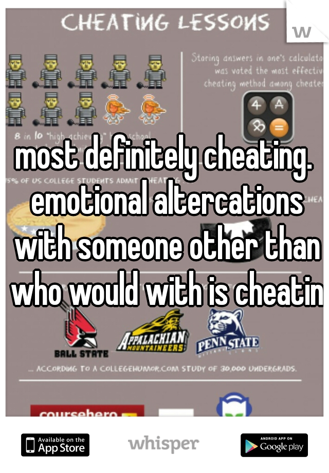 most definitely cheating. emotional altercations with someone other than who would with is cheating