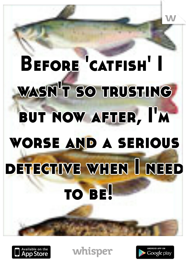 Before 'catfish' I wasn't so trusting but now after, I'm worse and a serious detective when I need to be!  